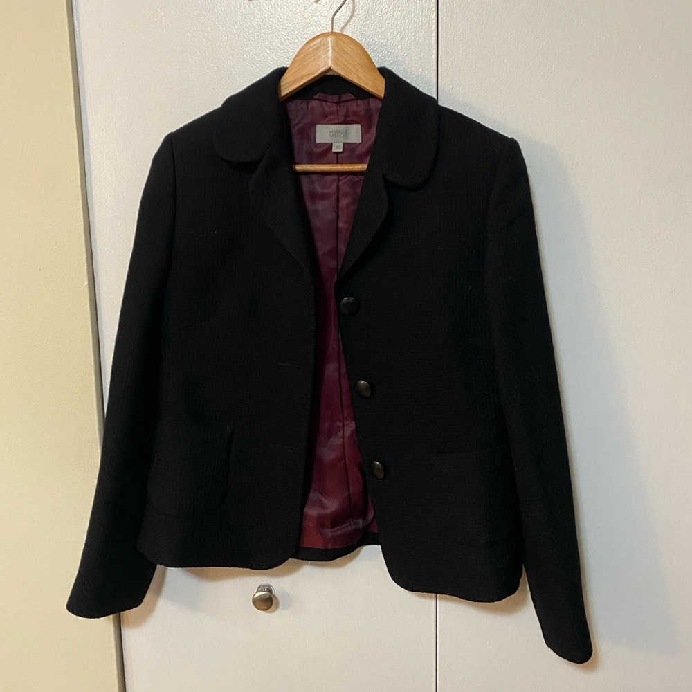 Marks & Spencer 100% Wool Black Women's  Blazer
